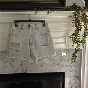 Billabong Light Gray Distressed Jean Shorts